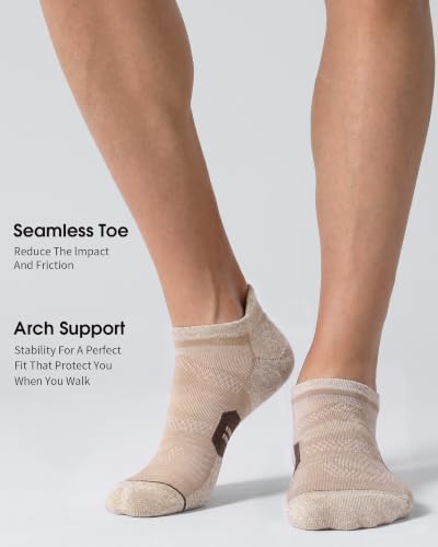 Image of CS CELERSPORT Men's Ankle Running Socks with Cushion, Arch Support Low Cut Athletic Tab Socks for Men Women 6 Pack