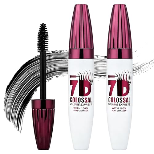 Image of 7D Waterproof Mascara, Black Lengthening Thickening Softer Fuller Lashes Mascara, Smudge-Proof, Gentle Formula, Daily Use (2Pcs)