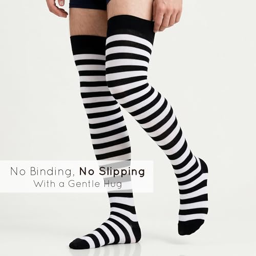 Image of Mysocks Unisex Over the Knee Socks | Stripe Design| Combed Cotton| Hand Linked Toe | Soft Latex Band