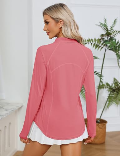 Image of LOMON Women Long Sleeve Shirts Sun Protection 1 /4 Zip Summer Quick Dry Hiking Shirts Quarter Zip Pullover for Women