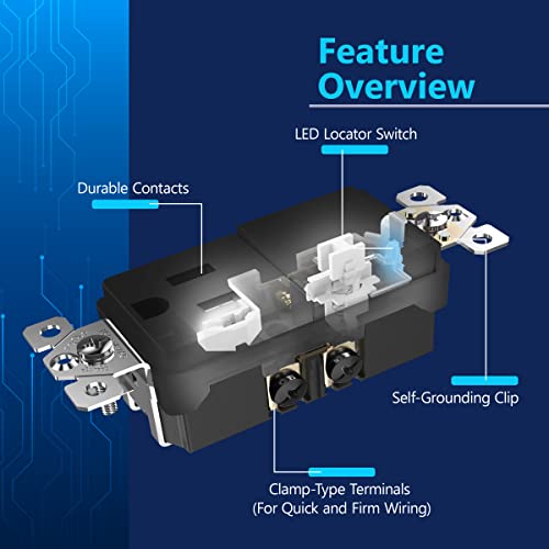 Lider Matte Finish Lighted Combination Decorator Switch And Tamper-Resistant Receptacle, Single Pole, Residential Grade, 15A 120V/125V, Ul Listed, Lcs1-1Ptr-Bk, Black #TOP2