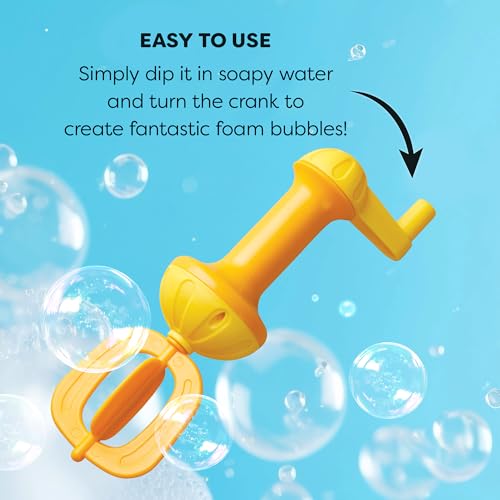 Image of HABA Toddler Bath Toys: Bubble Bath Whisk for Sensory Play, Bubble Maker for Bathtub and Fun Beach and Water Toys for Toddlers, Yellow