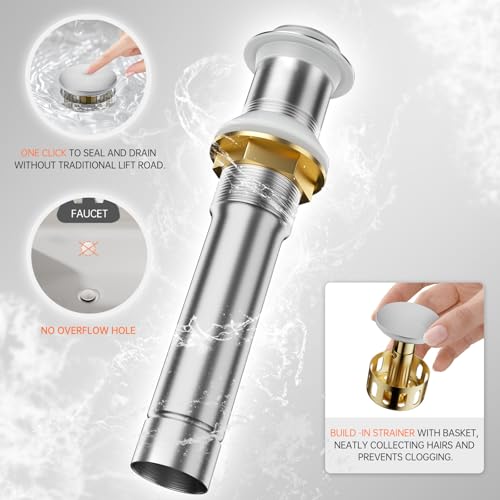 Phiestina Brushed Nickel Vessel Sink Faucet, Tall Bathroom Faucets 1 Hole Single Handle Above Counter Sink Bathroom Faucet, with Pop Up Drain and Water Supply Line,NS-SF03-V-BN by phiestina - Used condition - Image 9