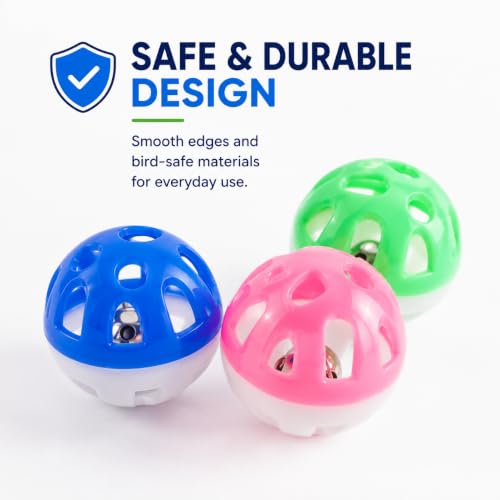 Image of Petzlifeworld (Pack of 3) Bird Interactive Bell Ball, Bird Toy for Parakeet, Cockatiel, Budgerigar, Parrots