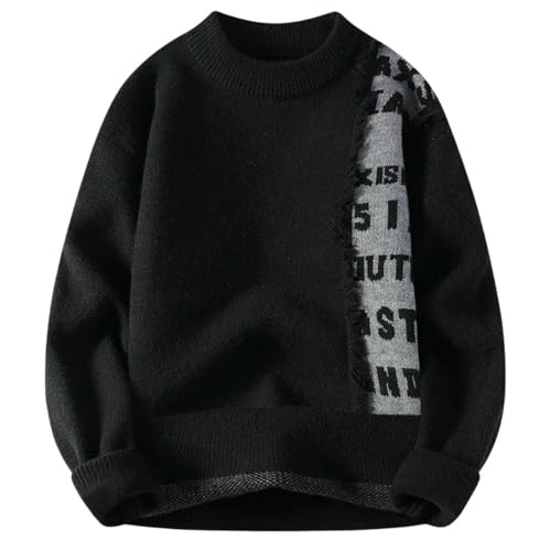 Pull en tricot pour homme avec coupe ample et col rond classique