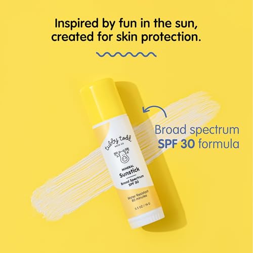 Image of Tubby Todd Mineral Sunstick, Broad Spectrum SPF 30 Sunscreen for Kids | Water-Resistant Stick for Body and Face, Safe for Sensitive Skin, 0.5 oz, 1 Pack