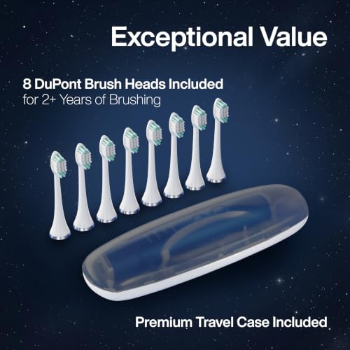 Image of Aquasonic Vibe Series Ultra-Whitening Toothbrush - ADA Accepted Electric Toothbrush - 8 Brush Heads & Travel Case - 40,000 VPM Motor & Wireless Charging - 4 Modes w Smart Timer - Midnight Blue