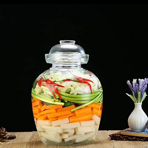 Haeljard 5 Liter Fermentation Jar Glass Jar With Lid, Traditional Fermenting Kit Crock With Water Seal Airlock Lid, Pickle Jar For Making Pickles Kimchi, Sauerkraut, And Wine Brewing Kombucha #TOP5