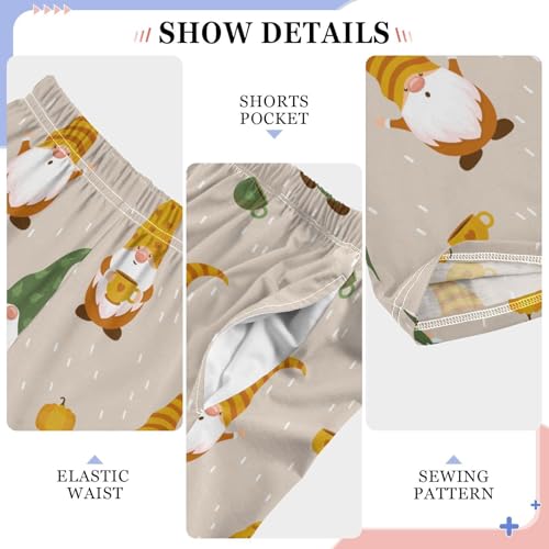 Thanksgving Gnome Pumpkin Boys Long Pants Soft Trousers Elastic Waist Kids Lounge Bottoms with Pockets S-XL4