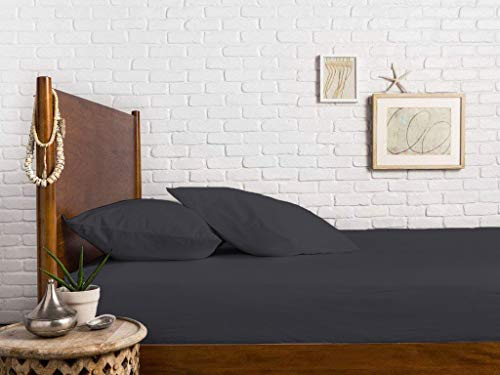 Image of Sweet Dream's 750 Collection Egyptian Cotton Fitted Bedsheet 4 to 12 Inch Matress 15 inch Drop Queen Size Bed (60x72) Inches (5 by 6) Feet + 2 Pillow Covers (18x28), Dark Grey