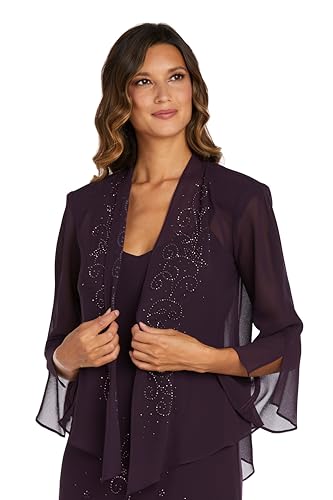 R&M Richards Womens Chiffon Beaded Dress with Jacket2