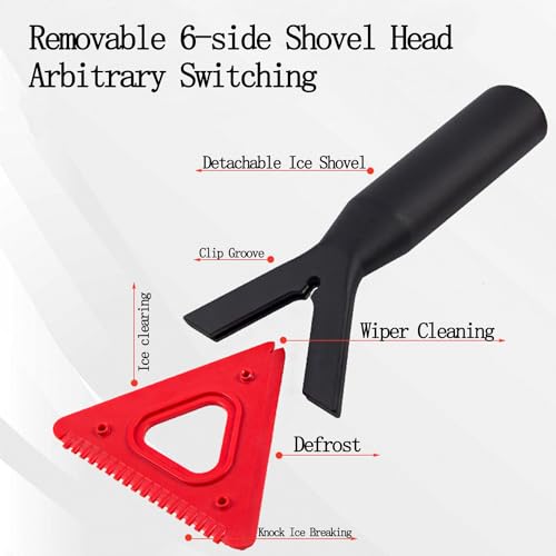 DE Anderqueen 42\" Car Snow Brush & Ice Scraper Red Snow Brush for Car Extendable, Upgraded Heavy Duty Pivoting Snow Broom for SUV Trucks Windshield Snow Cleaning