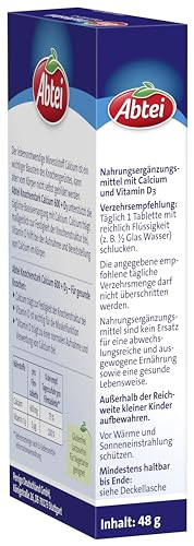 Abtei Knochenstark Calcium 600 + D3 - hochdosiert - Nahrungsergänzung für gesunde Knochen - glutenfrei, laktosefrei, für Vegetarier geeignet - 1 x 28 Filmtabletten NEU