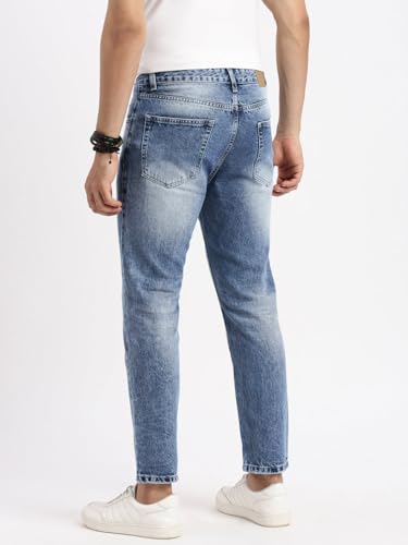 Image of SHOWOFFFF Men Solid Formal Trousers | Viscose Rayon Trouser for Mens | Low-Rise Loose Fit Cropped Trousers for Men's