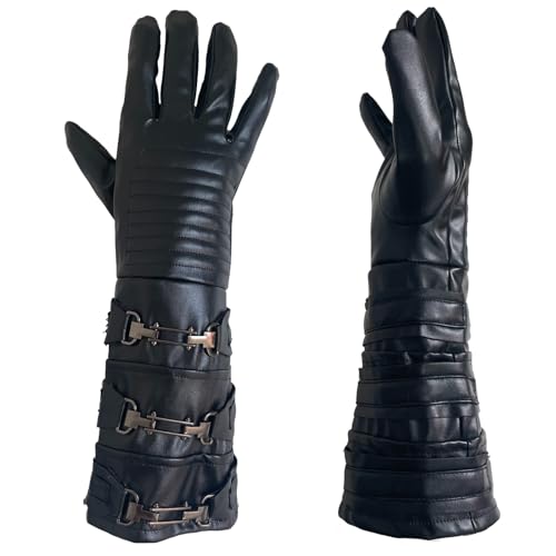 Knight Glove Right Hand Wrist Guard Long Regular Fit Men Cosplay Glove Accessory (Black Regular Size)