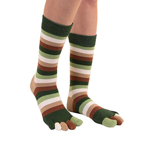 TOETOE - Essential High-Crew Stripy Cotton Toe Socks (Earth, 4.5-11.5)4