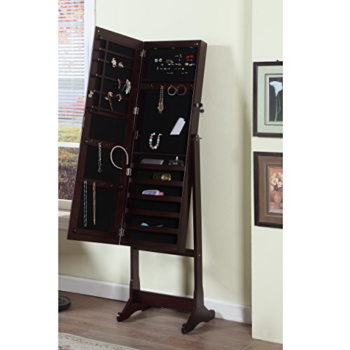 image for Artiva USA - Espresso Wood Finish – Free Standing Cheval Mirror and 