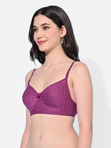 Image of FIMS - Fashion is my style Women Cotton Blend Padded Non-Wired Everyday Bra Pack of 1 Cup- B Multicolor