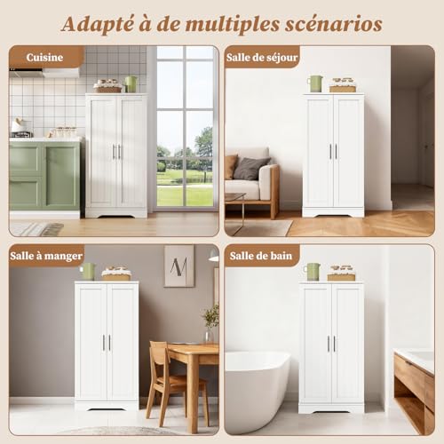 Meuble de rangement de cuisine LED à étagères modulables blanc - 8
