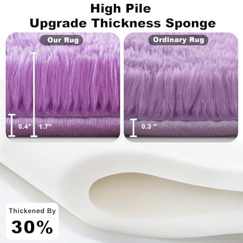 Purple Area Rugs for Girls Bedroom Living Room, 8x10 Fluffy Fuzzy Shaggy Carpet for Kids Playroom Nursery, Thick Soft Plush Mat for Kids Baby Boys Teen Dorm Home Decor Aesthetic