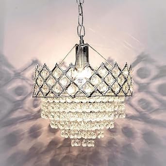 Image of Crown Lighting Crystal Jhumar in, Round Shaped Gold Finished Pandent /Hanging Chandelier Celling Light with Free Bulb Included (Medium) (Temple JHUMAR, 240MM)