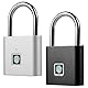 GOMETY Smart Schloss: 2 Stück Rostfreies Biometrisches Vorhängeschloss, USB-Aufladbar Und Wasserdicht, Für Fitnessstudio, Gepäck, Lagerhäuser, Spind (Silber)