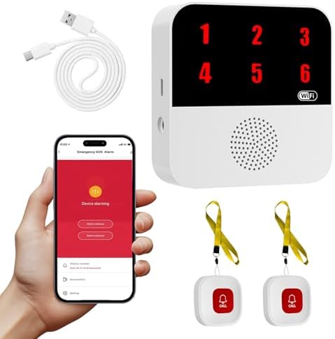 Boton Emergencia Ancianos, Wi-Fi Smart Emergency Alarm Beeper Bot...