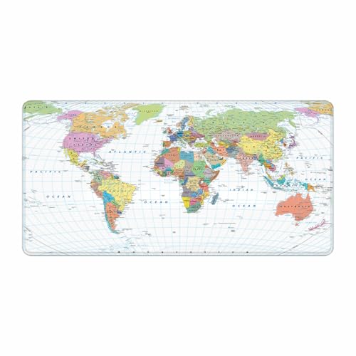 Grand tapis de bureau de jeu, tapis de souris en caoutchouc antidérapant, motif carte du monde coloré, accessoires de table pour décoration de bureau, ordinateur portable, clavier, tapis de souris,