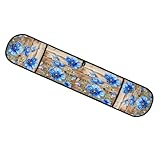 Mexpekil Guantes de horno dobles de madera retro con diseño de amapola azul, resistentes al calor, con lazo para colgar, agarradera de cocina para cocinar y hornear