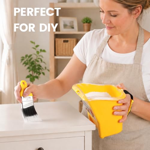 Image of Voomey 18 Pcs Paint Bucket Hand Held, Paint Cup 4 Inch, Paint Brush, Integrated Magnetic Brush Grip, Suitable for Decoration, Repairs, Small Paint and Coating Projects