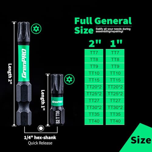 Torx Bit Set 29pcs Impact Driver Bit Set, S2 Steel Torx Screwdriver Sets, Tamper Proof Star Bits Sets, Star Screwdriver 1"&2" Long (T7-T40) Torque Security Bits with Magnetic Bit Holder