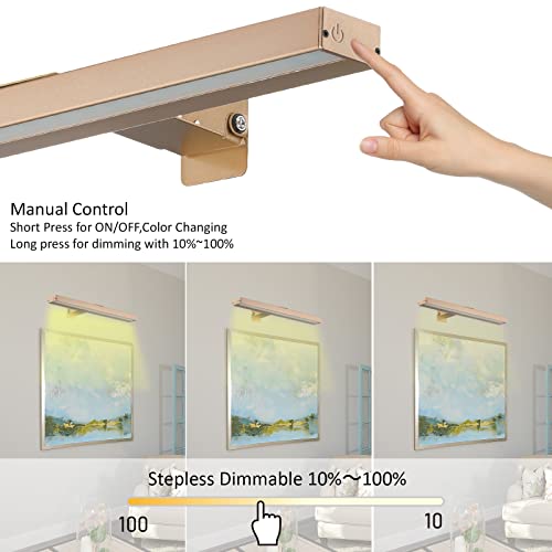 Image of Wireless LED Picture Light with Remote,16in Metal Rechargeable Art Light Display Lamp,Dimmable and Timer Picture Lights for Paintings,3 Modes,Dartboard Light for Frame Picture Gallery Portrait
