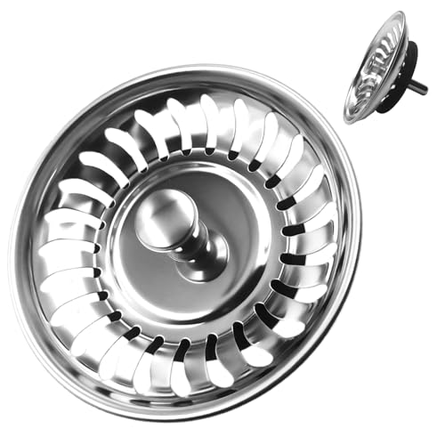 Ø 80mm Universal Tapón Fregadero de Cocina - Colador Fregadero de Acero Inoxidable - Colador Tapón Desagüe Fregadero Cocina, para Cocina Blanco y Franke
