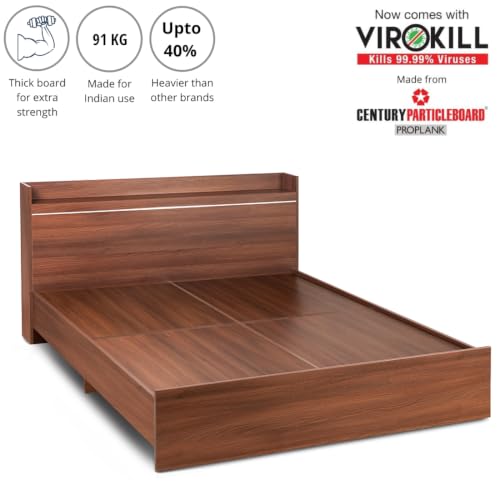 Image of DELITE KOM Cherry Engineered Wood Queen Without Box Bed (Finish Color Acacia Dark Delivery Condition Knockdown)