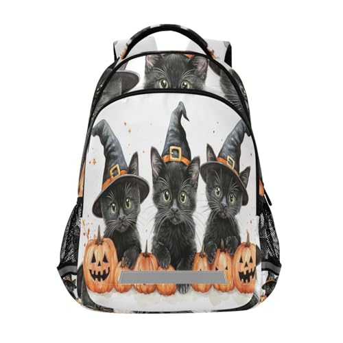 Sac à dos enfants chats mignons grand sac à livres scolaire mixte noir