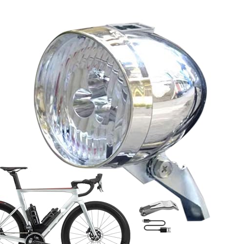 ヴィンテージレトロ自転車バイクフロントライト,バイクフロントライト バイクフロントライト3 LED 電球付き USB 充電ヘッドライト - レトロクラシックバイクヘッドライト、ローライダーバイクアクセサリー、電動スクーターライト、マウンテンバイク用充電式