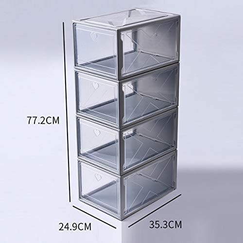 Flip Sneakers Box Transparent Drawer Case Plastic Shoe Boxes Boots Storage Organizer Unisex Home Wardrobe Finishing Container - (Size: 35x25x19cm, Color: 4Gray)