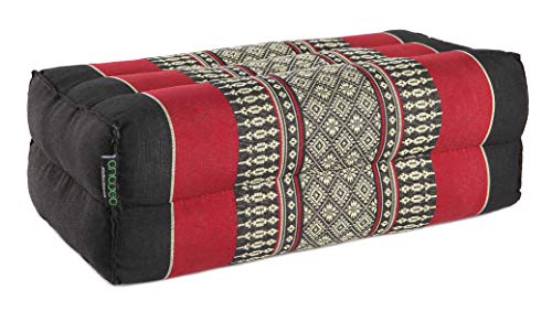 ANADEO YogaProducts Standard - Cuscino Zafu Yoga e Meditazione Standard - Kapok 100% Naturale ad Alta densità - Comfort e fermezza - Stabilità del Sedile - Nero Rosso - X1