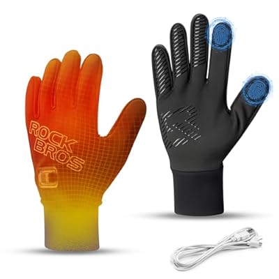 ROCKBROS Winter Heated Gloves for Men Women, Windproof Thermal Gloves, Heated Hunting Gloves with Touchscreen for Winter Sports Cycling Skiing Hiking Skating Motorcycle