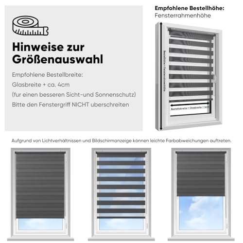 Sekey Doppelrollo Klemmfix ohne Bohren für Fenster, Doppelrollo 105 cm breit, Duo Rollo Jalousie Sonnenschutz, 105x210cm, Dunkelgrau – Ansicht 4