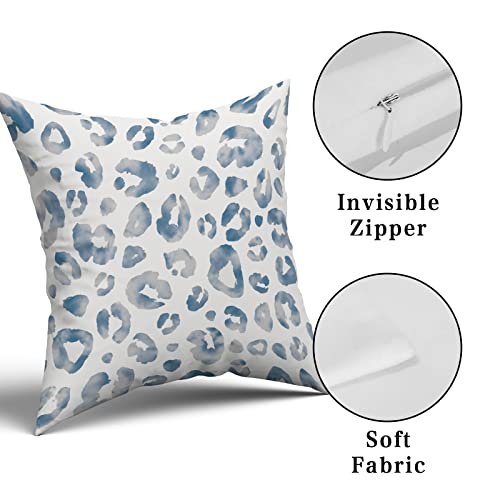 Kawani Blue Leopard Print Pillow Covers 18X18 In Watercolor Light Blue Cheetah Gray Decorative Couch Pillow Cases With Zipper Set Of 2 Home Decor For Living Room Bedroom Bed Cushion Outdoor #TOP6