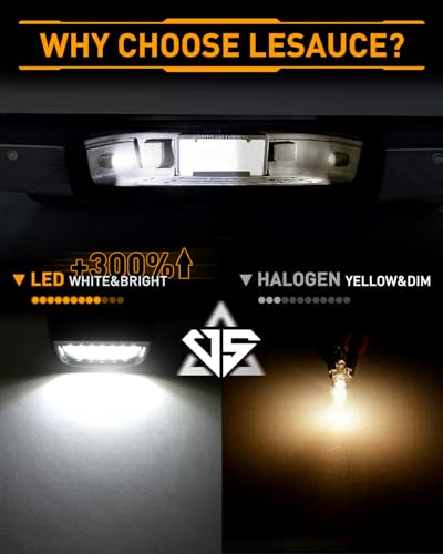 Image of LESAUCE LED License Plate Lights Tag Lights Assembly Replacement for Chevy Silverado GMC Sierra 1500 2500 3500 Tahoe Suburban Escalade Yukon XL, 2PCS