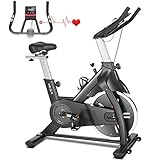 HEKA Heimtrainer Fahrrad, Hometrainer für zuhause mit 20kg Stahlschwungrad, Indoor Cycling Bike, Fitnessbikes Ergometer mit Schutzhülle, Verstellbarer Widerstand, LCD Anzeige, Pulsmesser, Bis 200kg