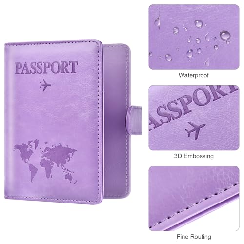 Image of Eoehro Passport Holder for Travel Essentials, Passport Wallet Cover Case for Travel Must Haves Accessories,Passport Book Holders for Women and Men(Light Purple)