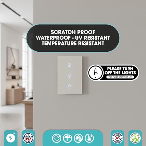 Image of Bilingual Turn Off The Lights Stickers | 2 Pack Please Turn Off Light Stickers | Permanent Matte Vinyl | English and Spanish (Large)