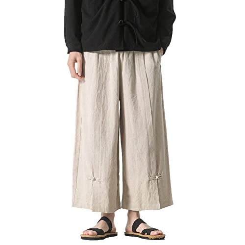 Prijouhe Mens Casual Linen Pants Baggy Pants Lightweight Elastic Drawstring Waist Harem Pants #TOP1