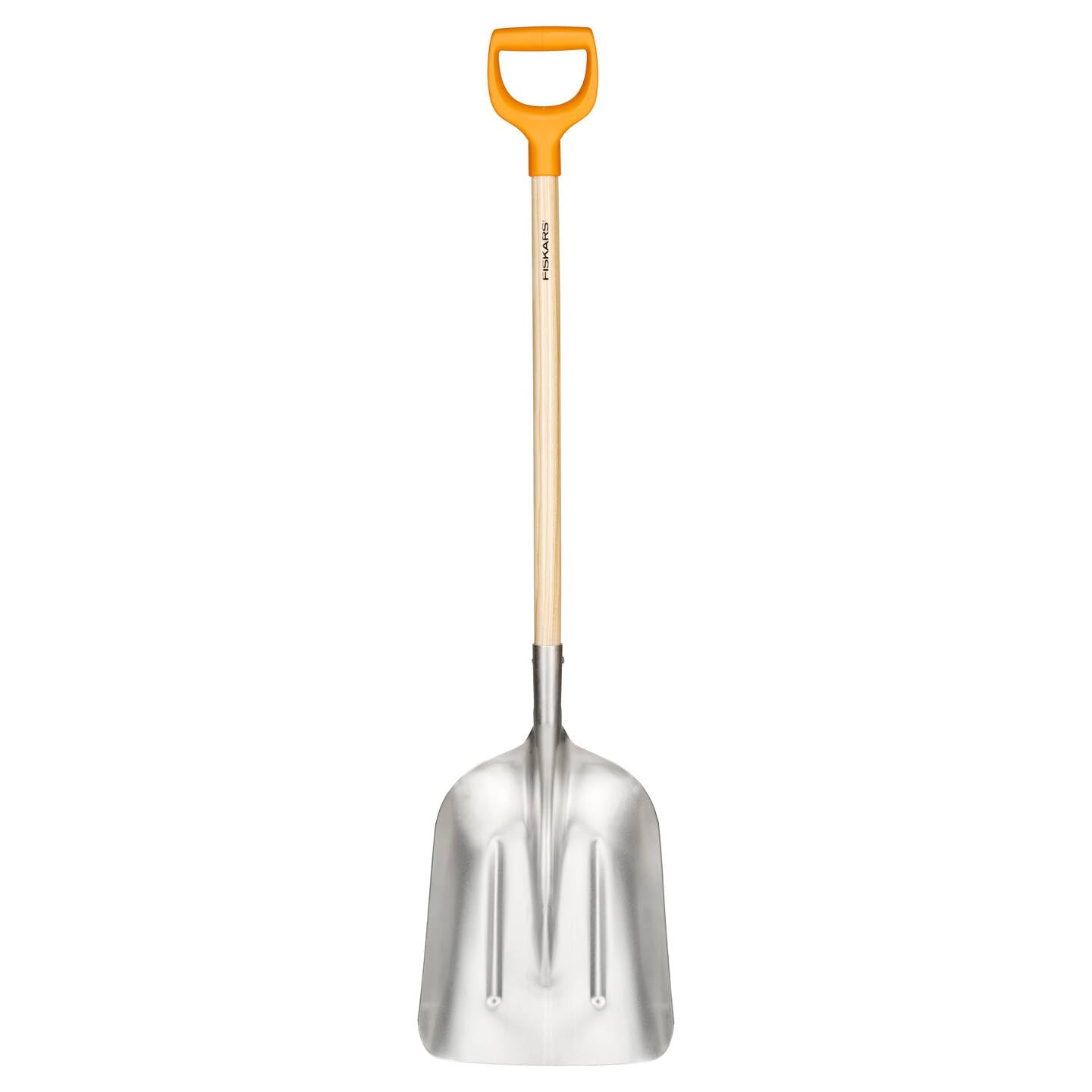 Fiskars Pelle à neige et à grain 31 cm Tête aluminium Manche bouleau Poignée plastique