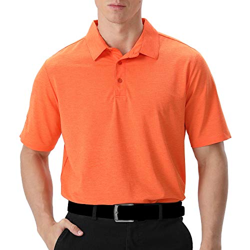 visionreast Men's Polo Shirts Quick Dry Golf Shirts Short Sleeve Moisture Wicking Mesh Orange