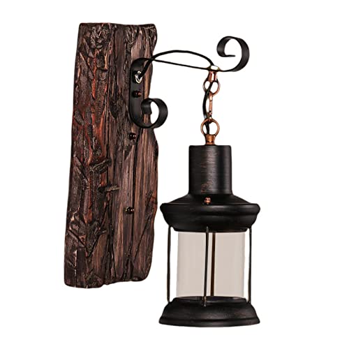 Yajuyi Wall Light Industrial Style Vintage Lantern Sconce Oil Retro Iron Mounted Torch Indoor Lamp Corded Suitable for Bedroom Corridor Cafe
