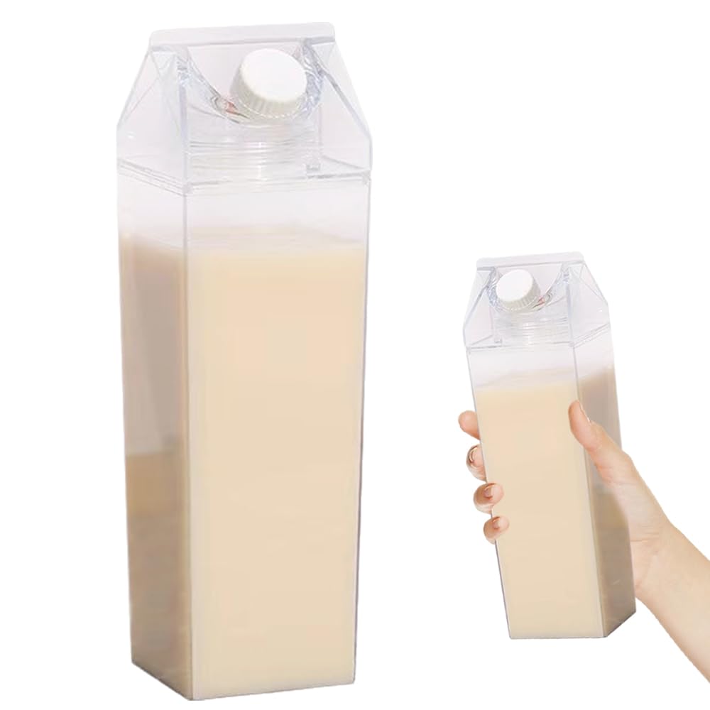 Botella De Agua Cabilock 500 Ml - Diseño De Cartón De Leche, Plástico Transparente